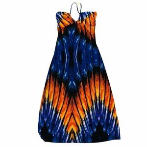 Kaleidoscope maxi dress With straps orange and blue Size L